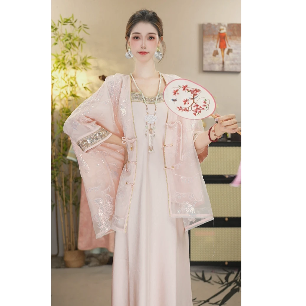 花想容2025春季新款日常中国风复古上衣和吊带裙（2586+2544）