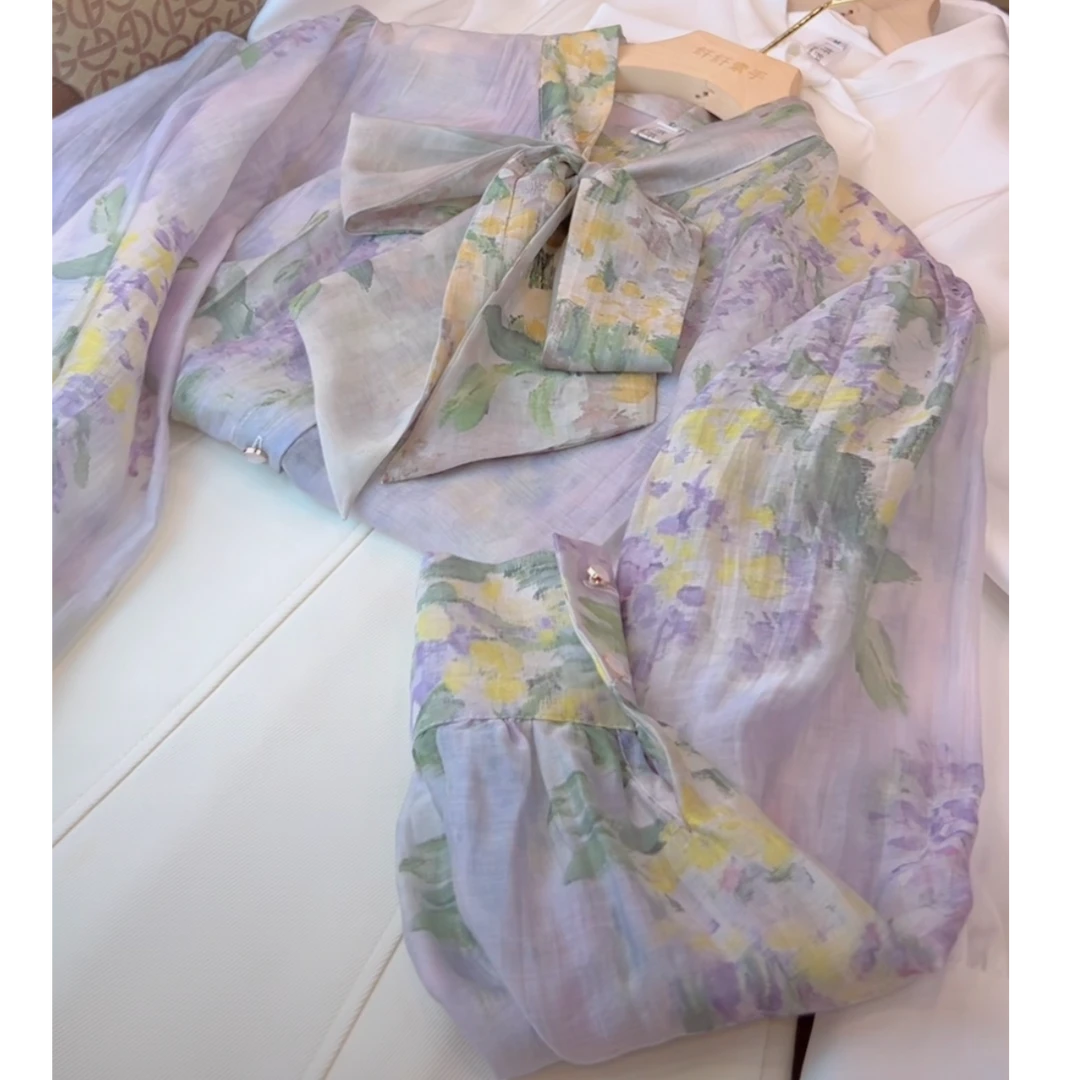 莫奈花园系列《繁花》CS1228碎花气质时尚百搭女士夏季印花衬衫