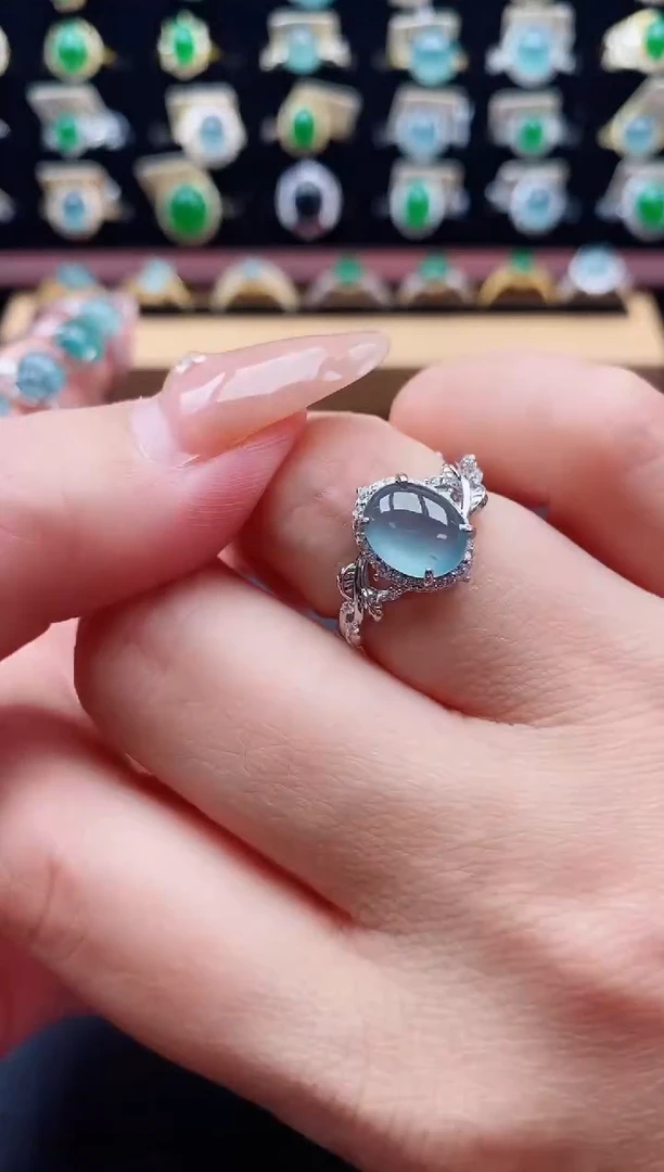 银S925镶嵌戒指翡翠1