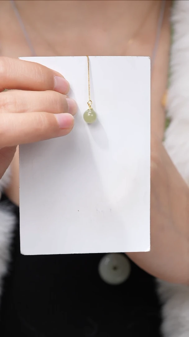 【闪购商品】和田玉耳饰银S925镀金镶嵌耳线