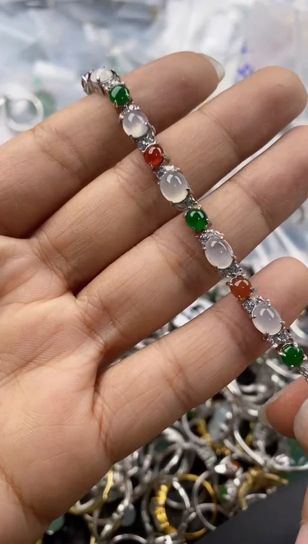 银S925镶嵌戒指翡翠999---8