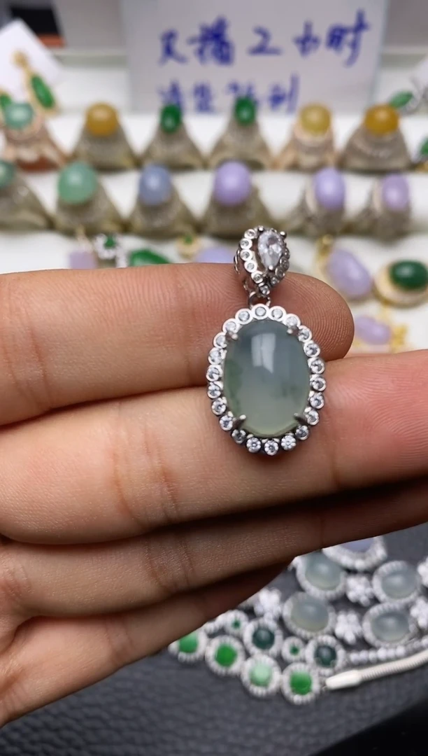 颈饰银S925镶嵌翡翠2236