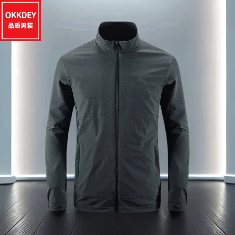 秋冬新款高档男士休闲外套百搭立领冲锋衣运动夹克衣服高级感男装