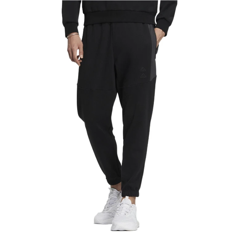 adidas Logo刺绣束脚运动长裤 男款 黑色IA6954