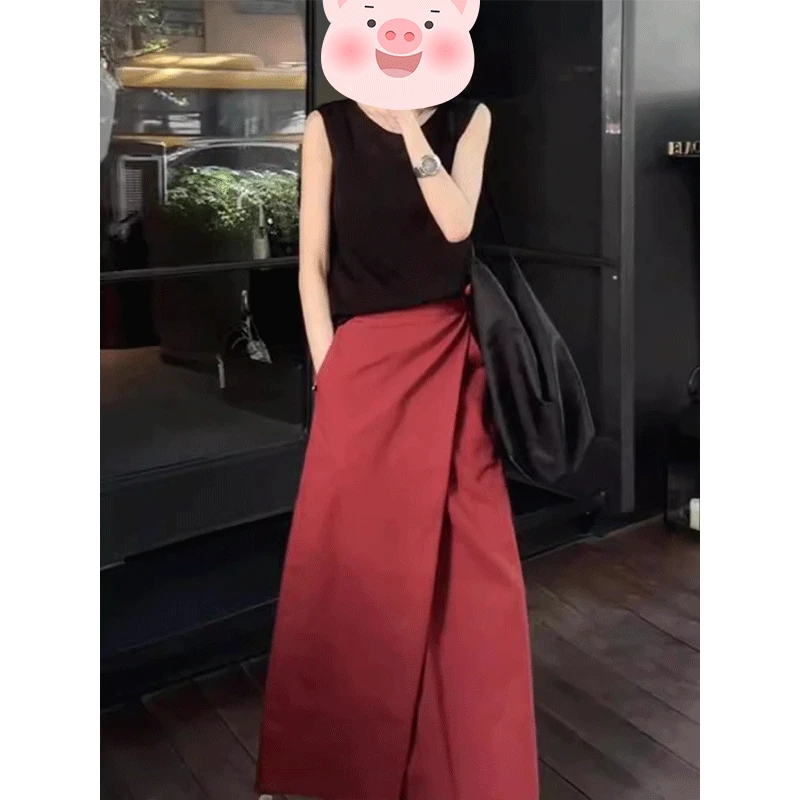 时尚套装女2025夏季新款法式气质修身无袖背心高级感半身裙两件套