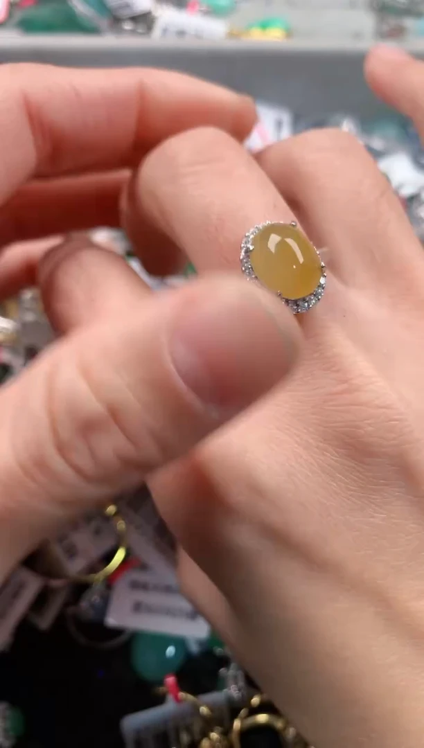 银S925镶嵌戒指翡翠4              7