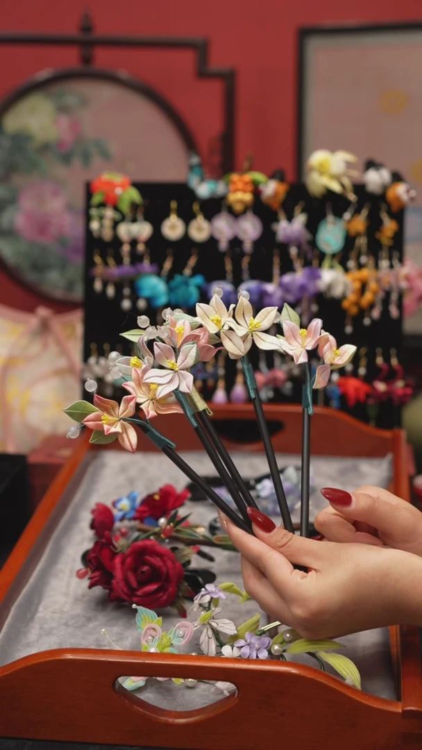 刺绣非遗绒花手工饰品 瞎盒