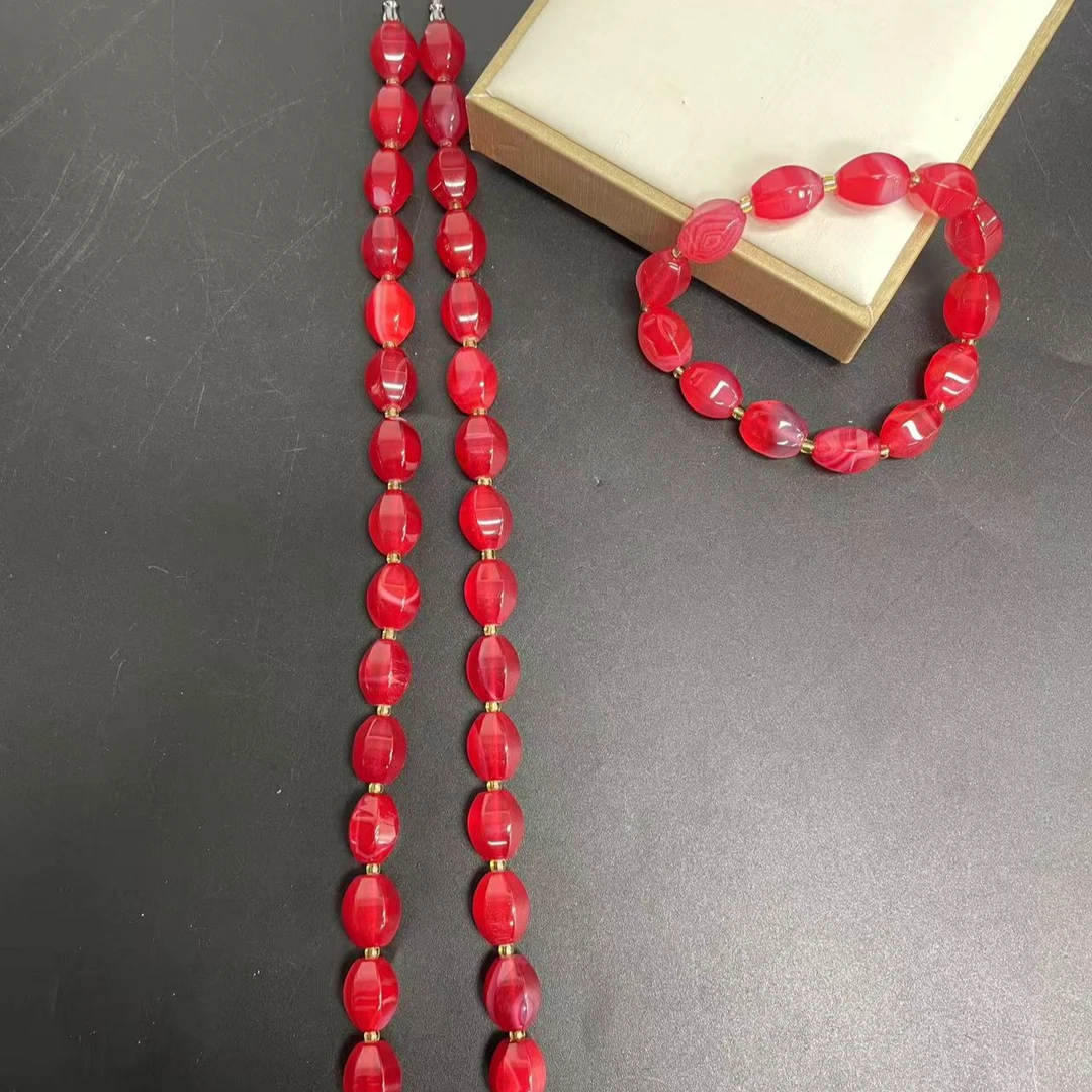 【小杰推荐】雪胆红莲菱形珠项链套装 （多样性发其一）6001