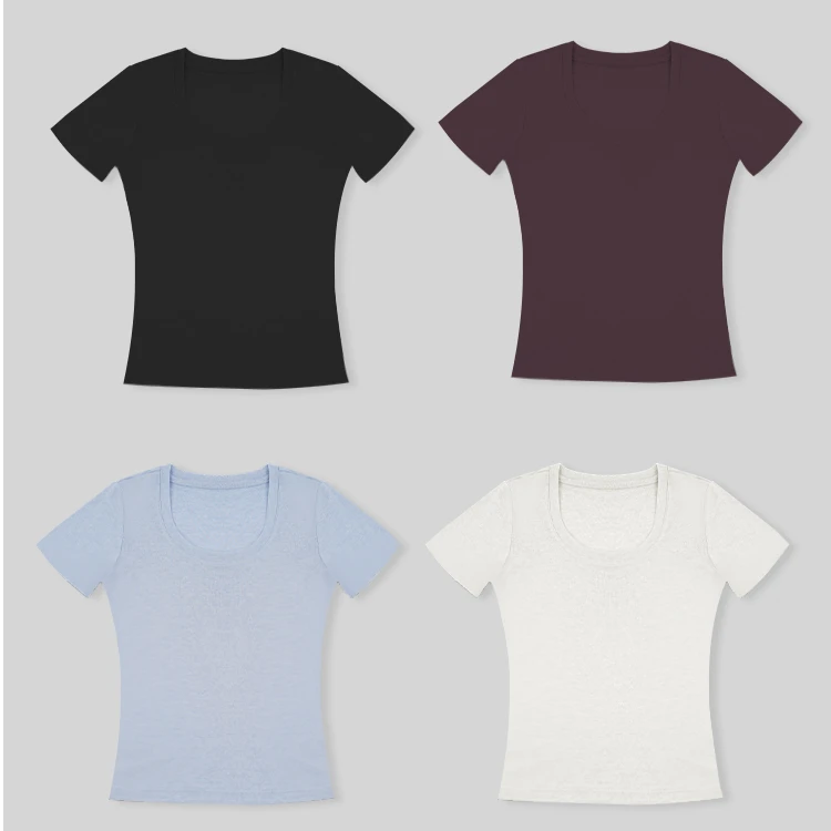 X【天丝美利奴羊毛面膜T恤】U领舒适显瘦透气女士休闲百搭短袖上衣