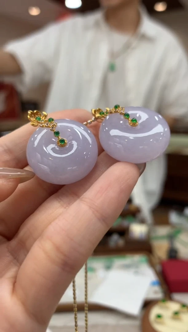 【闪购商品】翡翠18K金镶嵌吊坠(不含链)平安扣多样性发货1件