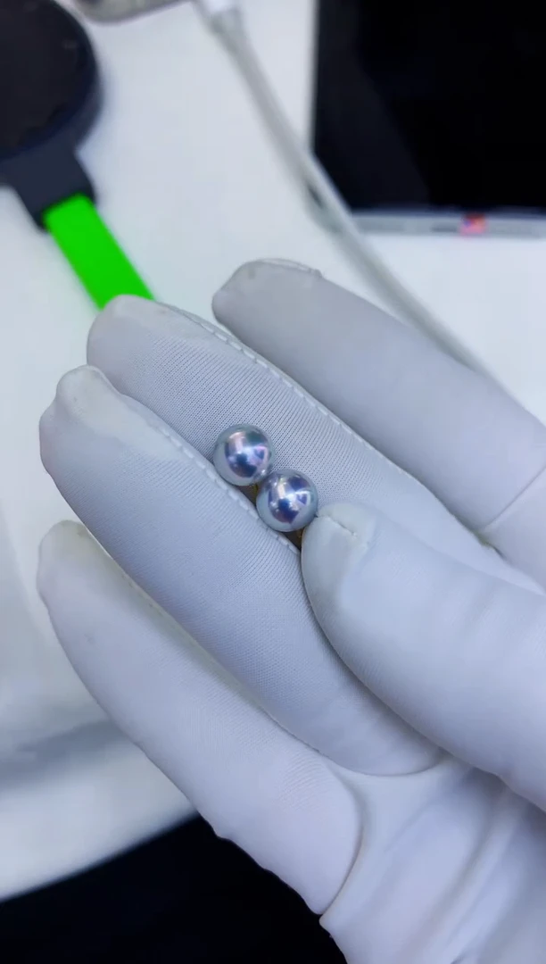 18K金镶嵌海水珍珠饰品7.5-8真多麻色素钉定制