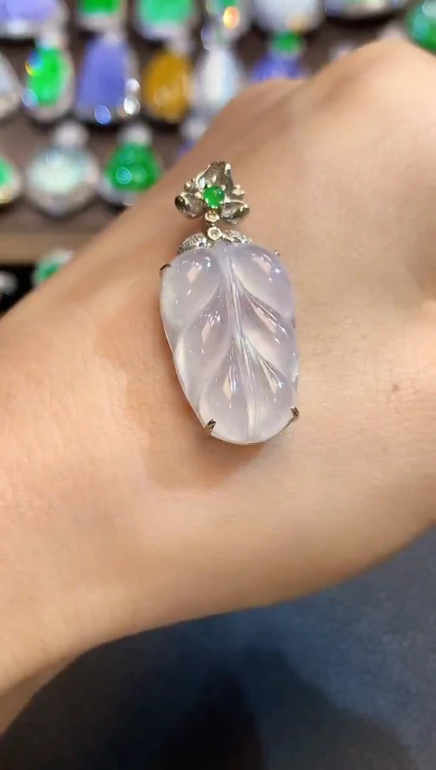 吊坠(不含链)18K金镶嵌翡翠a6