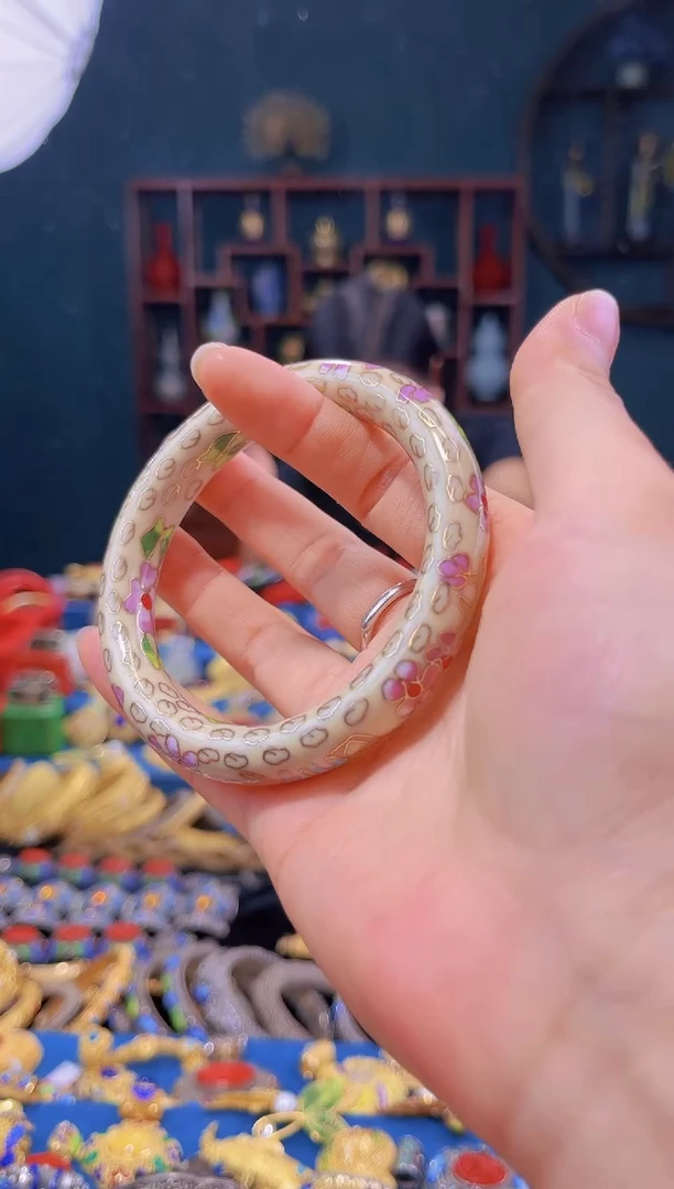 非遗 景泰蓝手镯1.2 米色60