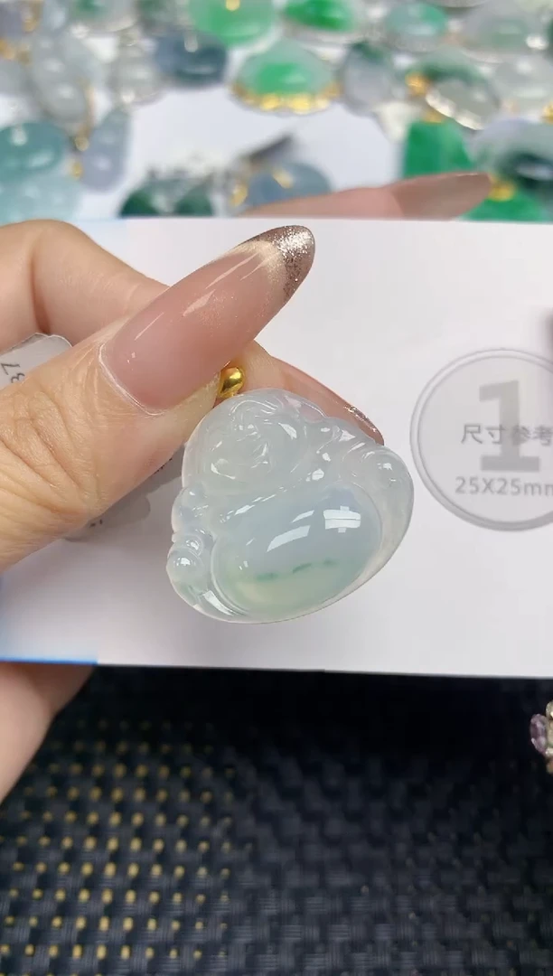 颈饰18K金镶嵌翡翠天然缅甸A货翡翠百元以上9元证书费自理