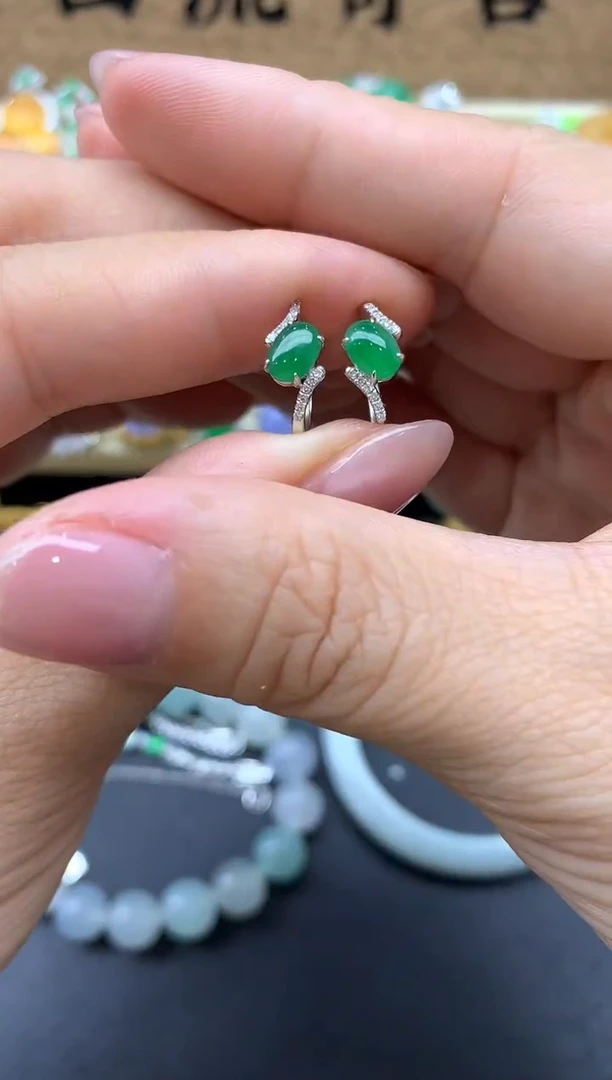 【闪购商品】翡翠耳饰18K金镶嵌371-中国好珍宝