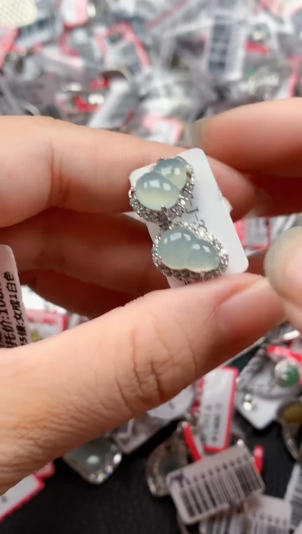 银S925镶嵌戒指翡翠天然A货缅甸翡翠