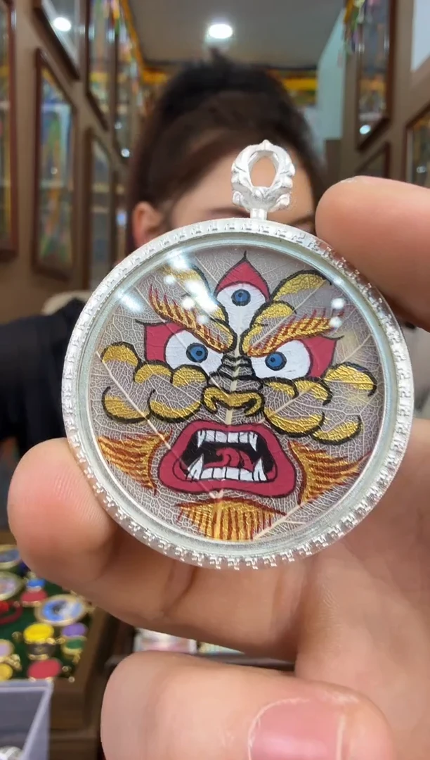 吊坠白财神-热贡纯手绘唐卡