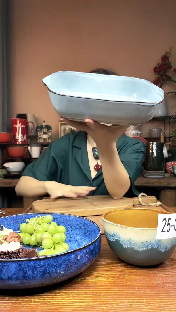 瓷10英寸双耳汤碗 微瑕疵