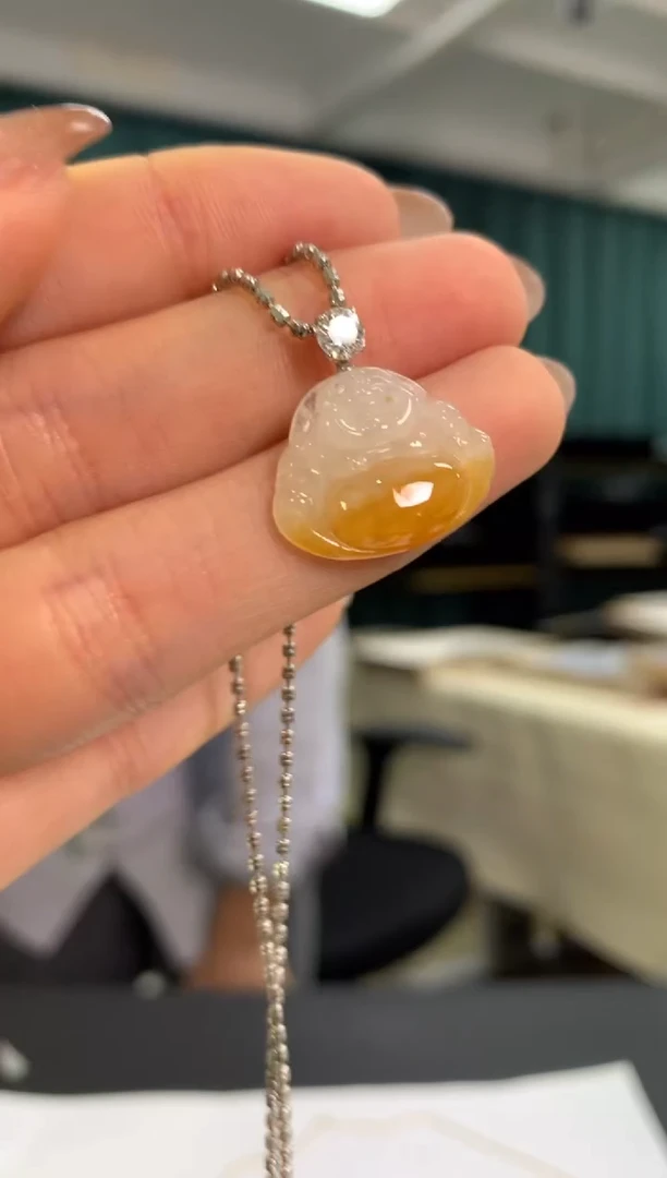 吊坠(不含链)18K金镶嵌翡翠佛公