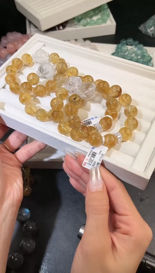 水晶手链合金多样性发一财富如水14mm