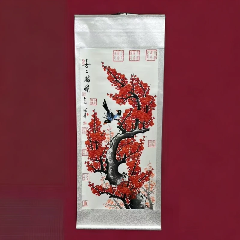 手绘国画王洪星-喜上眉梢-精品卷轴,70CM乘以170CM配证书