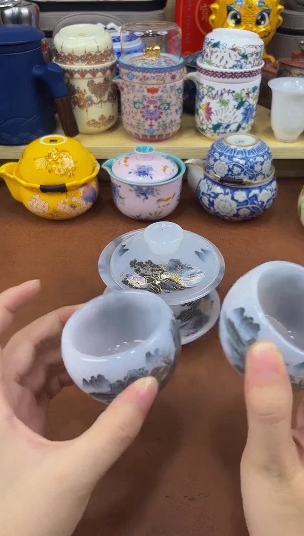 陶瓷茶具摆件旅行套组