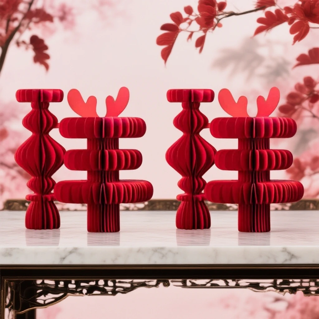 立体蜂窝摆件春节气氛布置道具灯笼节日桌面摆台挂饰纸质工艺品