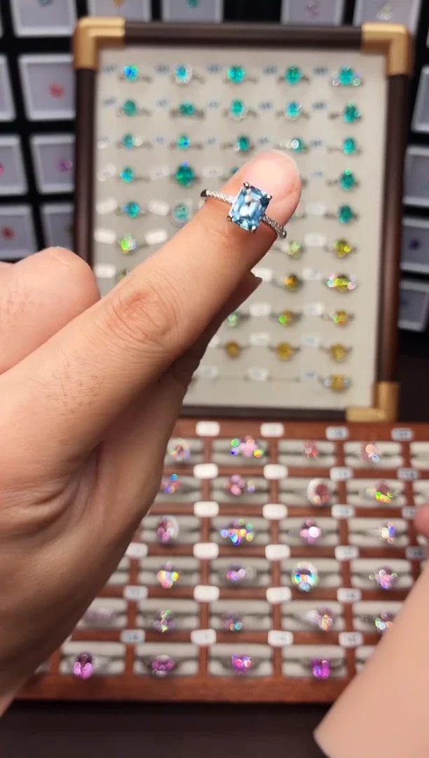 银S925镶嵌戒圈海蓝宝石111111