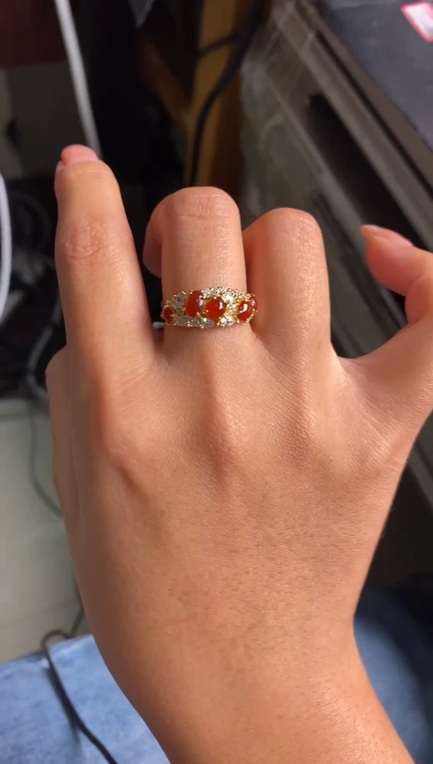 银S925镶嵌戒指翡翠天然A货翡翠