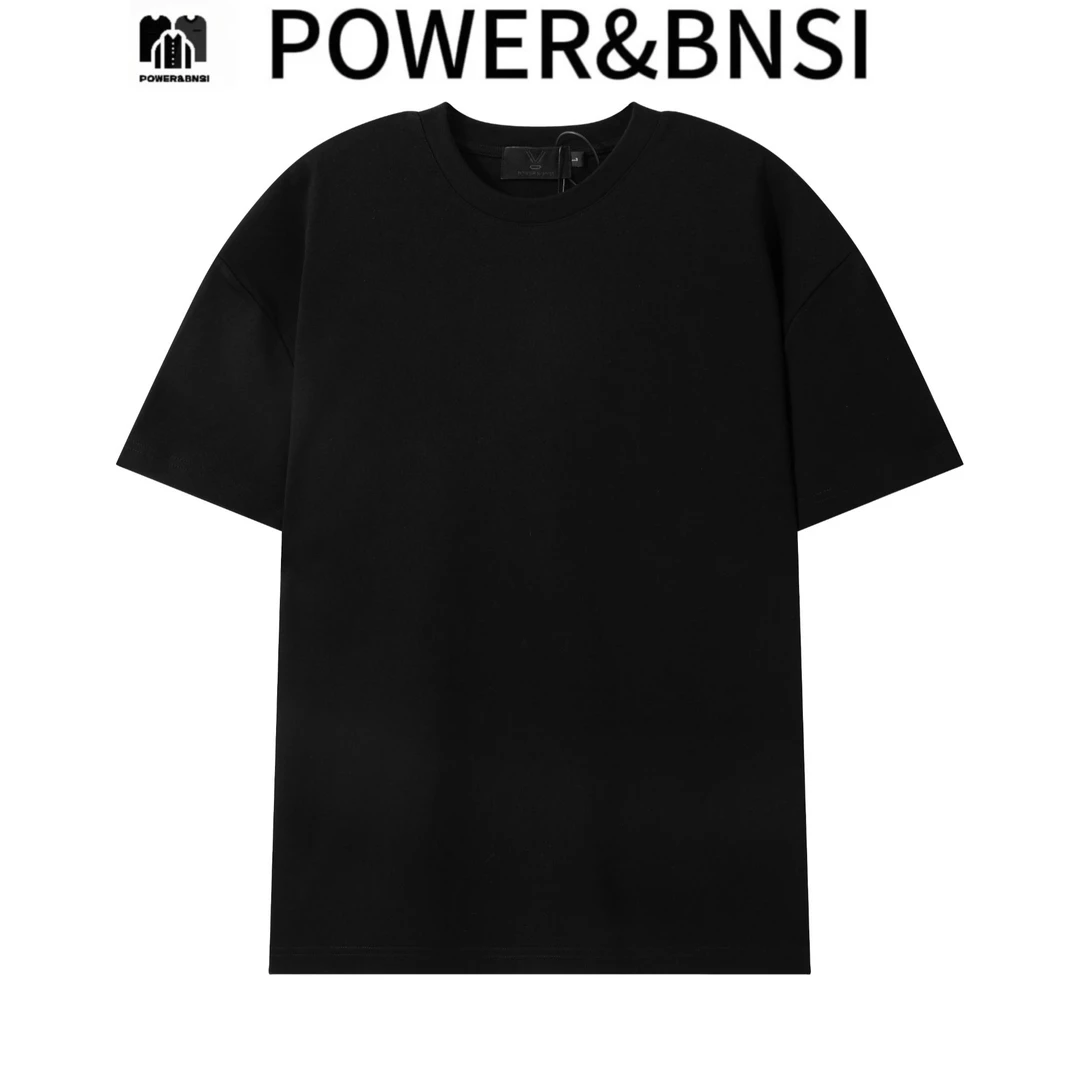 POWER&BNSI纯棉短袖280G修身版100棉冰感棉季百搭简约圆领