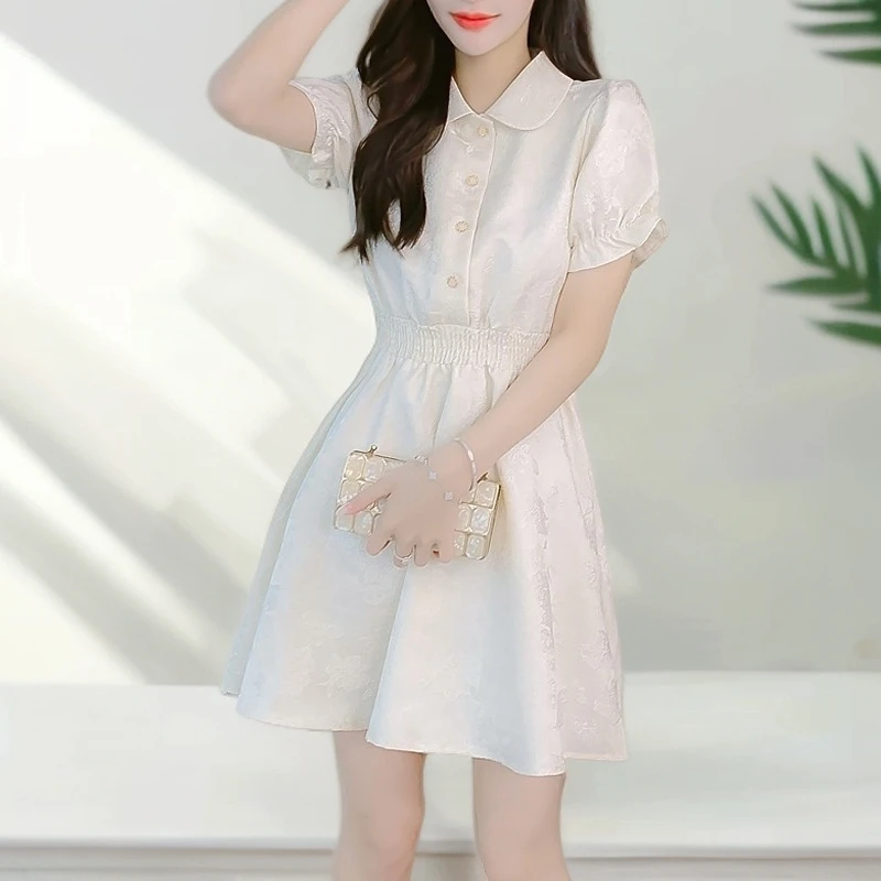 醉华女2025夏季茶歇甜美少女感法式小香风可爱仙女束腰裙子连衣裙