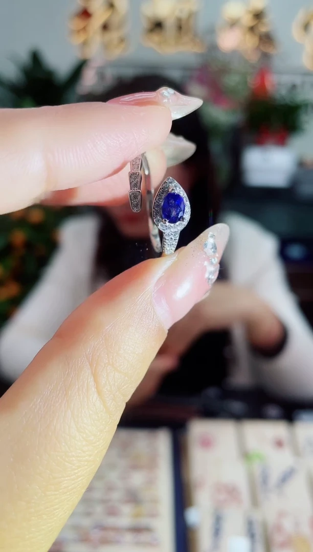 【闪购商品】蓝宝石戒指银S925镶嵌戒指