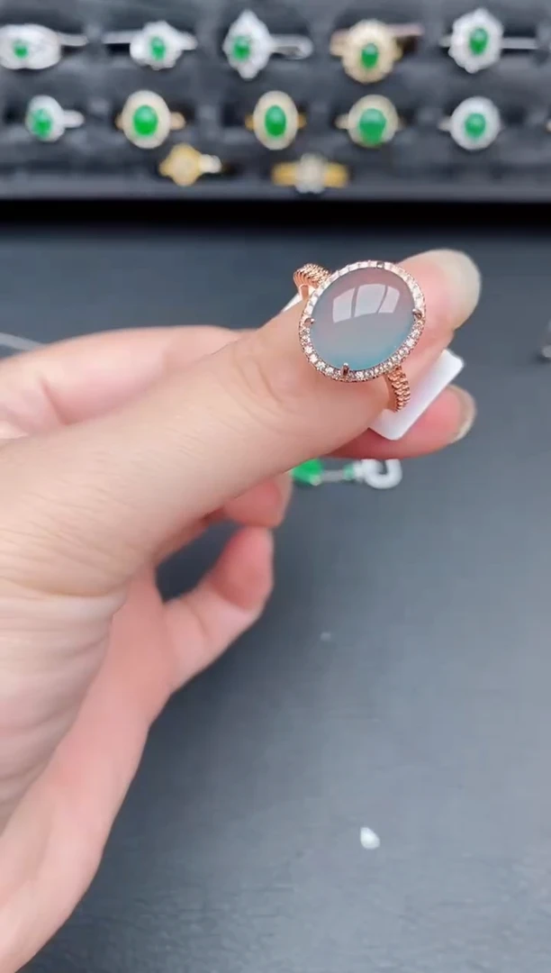 银S925镶嵌戒指翡翠天然a货翡翠36