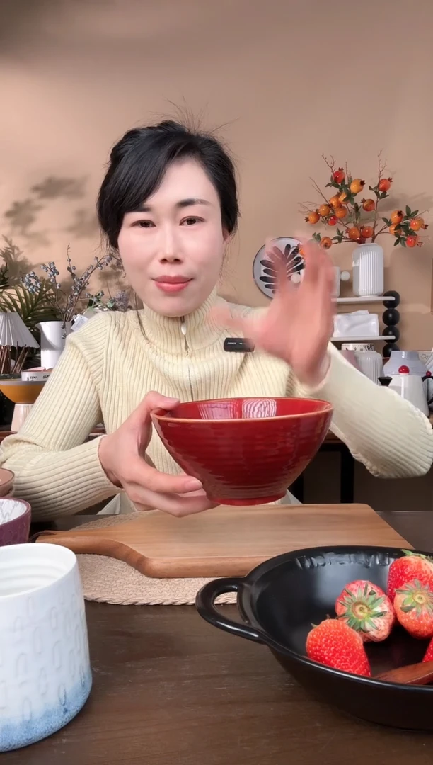 【闪购商品】瓷片6.5英寸窑变红斗笠碗微瑕