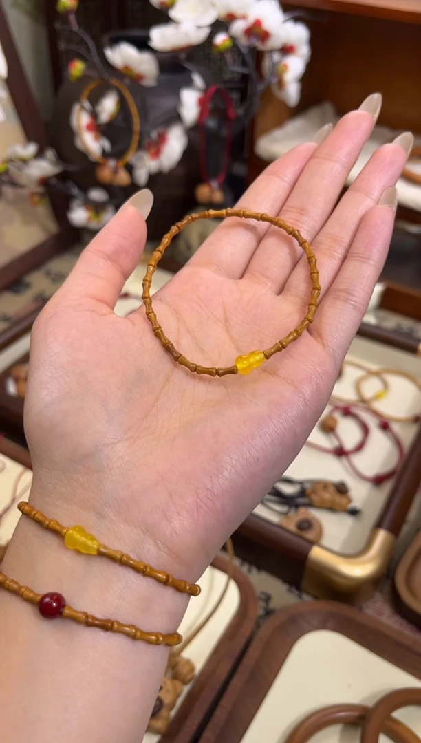 手串桃核【桃缘行】竹节「黄色葫芦」桃木桃核辟、挡、驱、护 备注手围