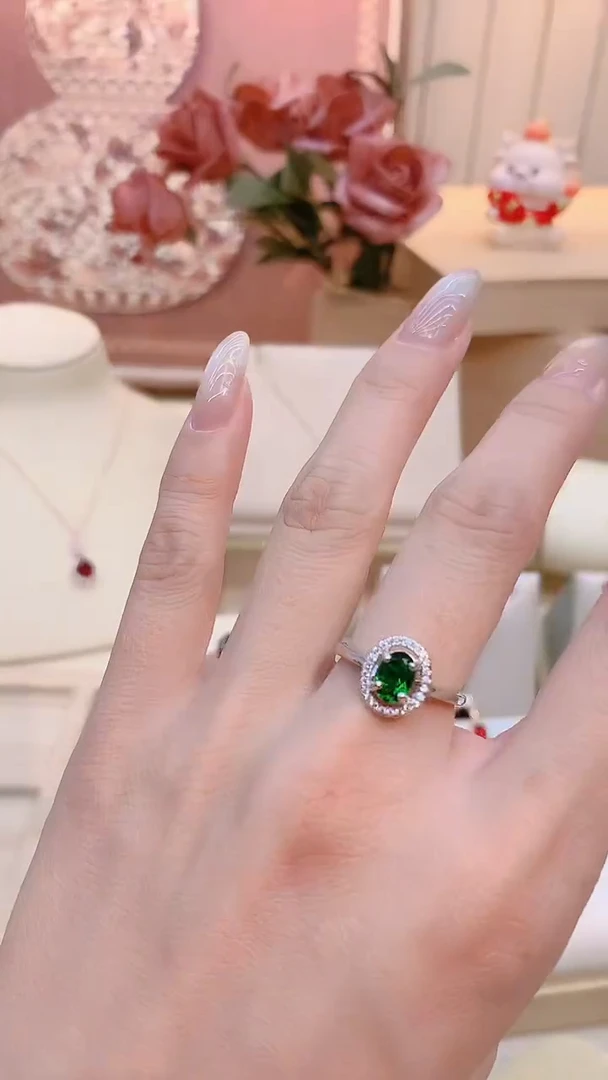 银S925镶嵌透辉石戒指透辉石