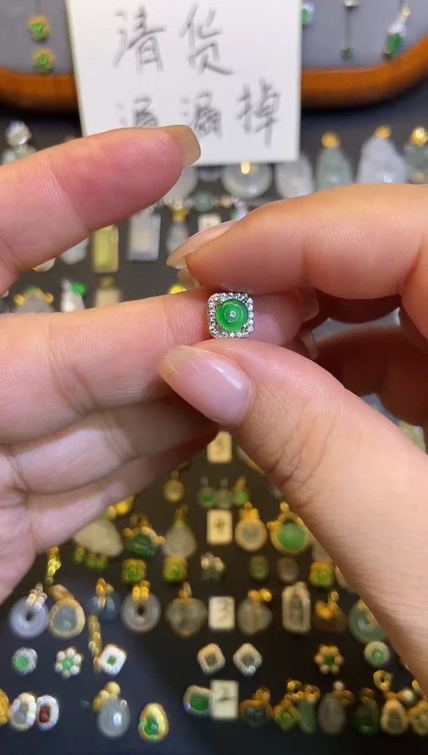 翡翠银S925镶嵌吊坠(不含链)1