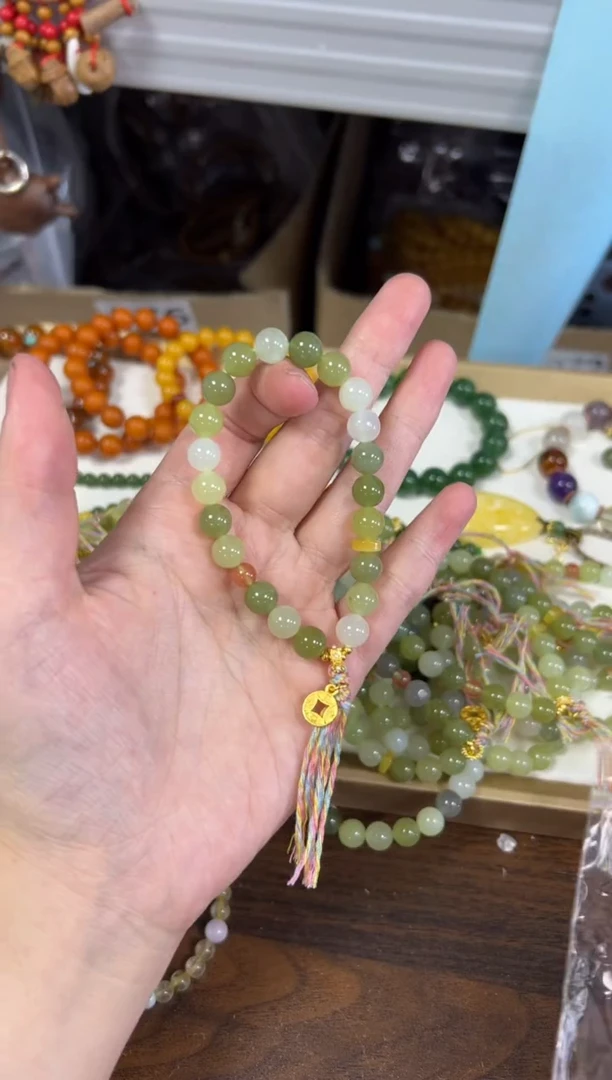 未镶嵌手链和田玉和田玉多宝圆珠流苏款手链[4320]