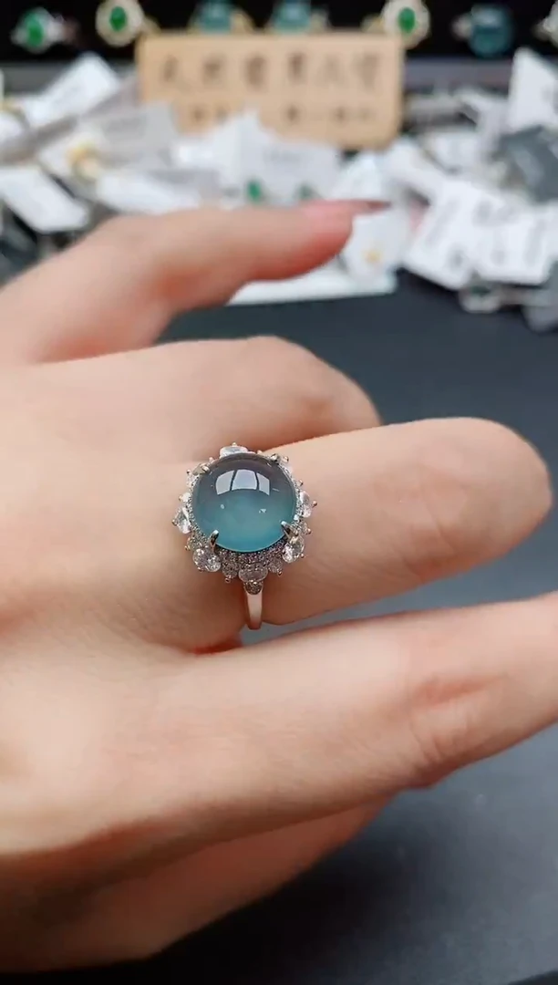 银S925镶嵌戒指翡翠1