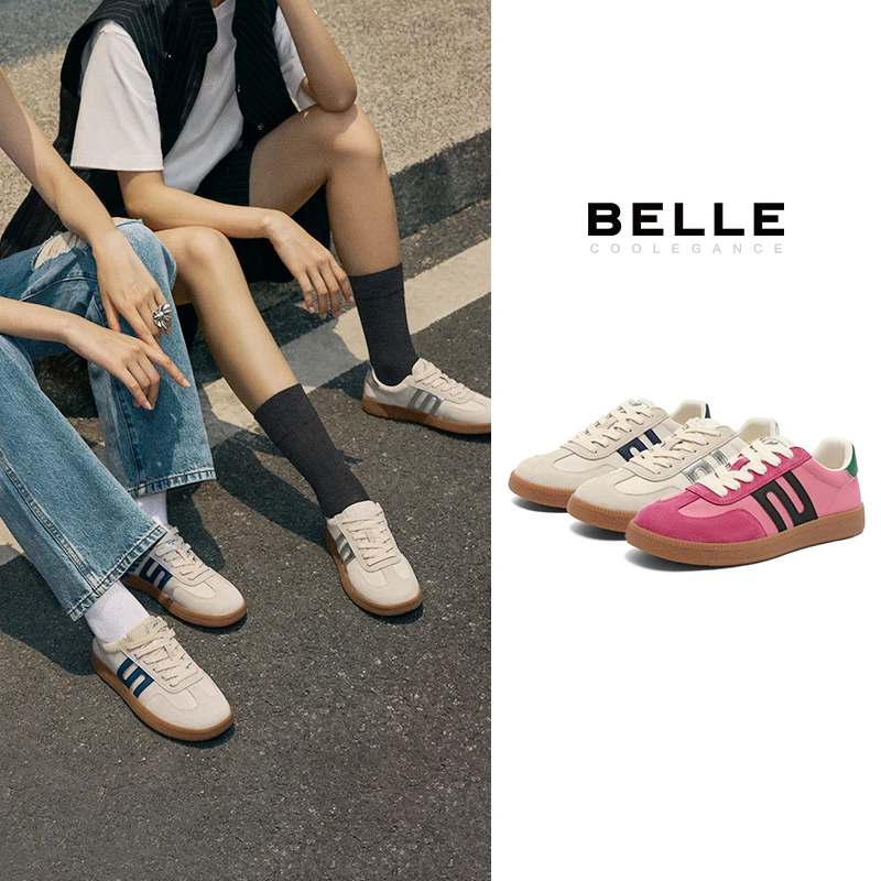 【达人】【百丽】跑道德训鞋女商场同款复古运动跑鞋Z7J1DAM5
