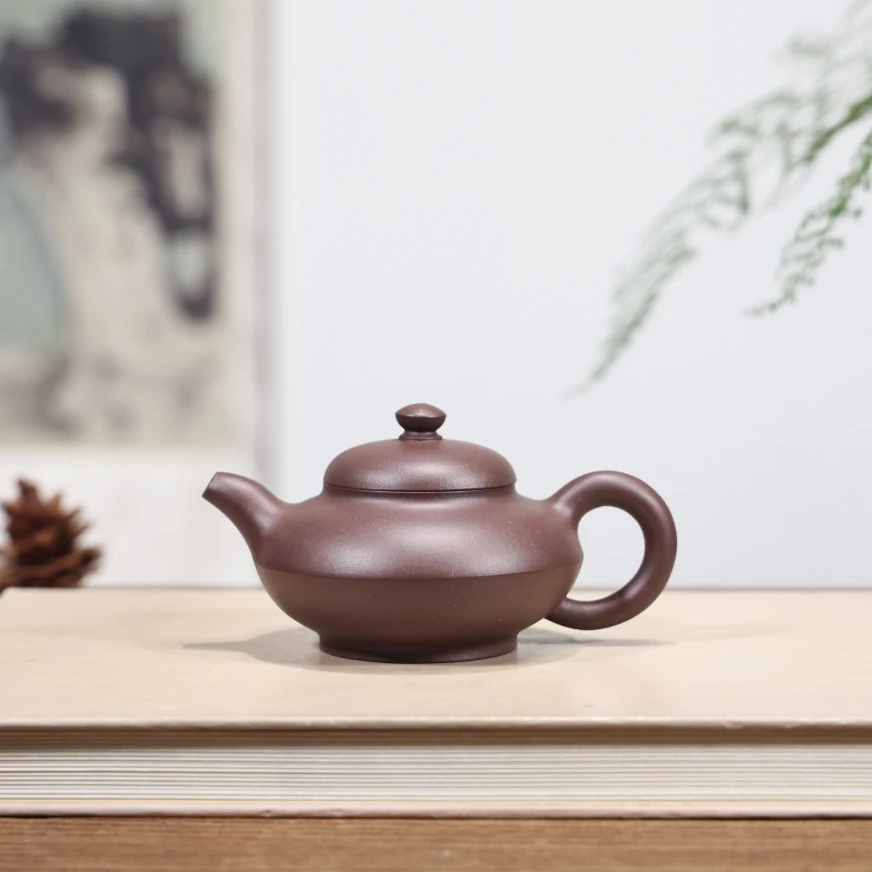 宜兴深井高温老紫泥内推莲子壶球孔合欢壶135cc泡茶专用手工茶具