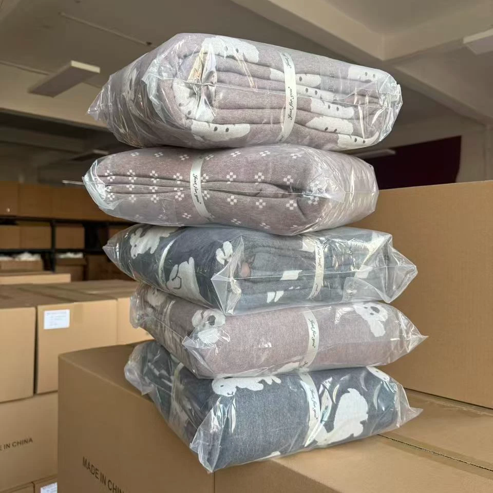 M7101-T断货！加厚全棉【被+枕】外贸套件全棉针织棉被套枕套三件套