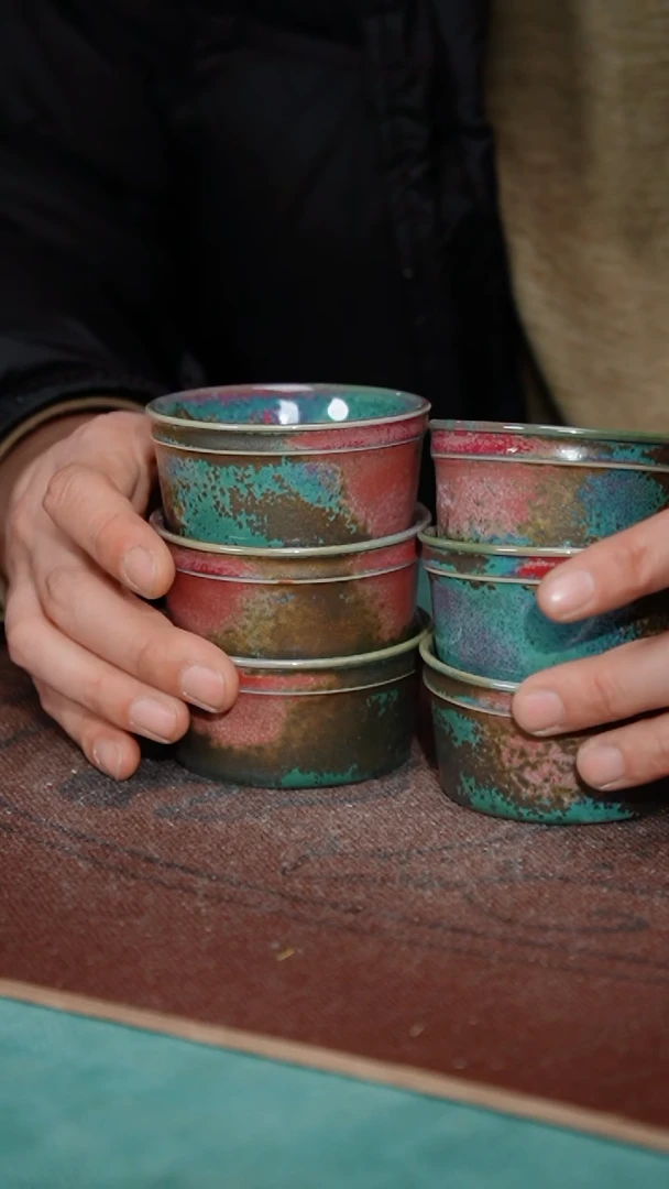 【闪购商品】98-50唇口缸杯（炉钧釉 窑变随机）