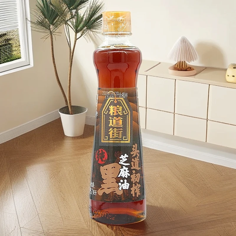 粮道街芝麻油头道初榨252ml黑芝麻香油小磨麻油凉拌调味月子油