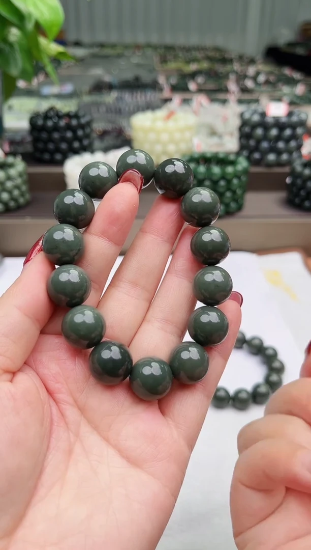 【闪购商品】和田玉手串未镶嵌纯天然和田玉新疆92沙枣青瓷青色16