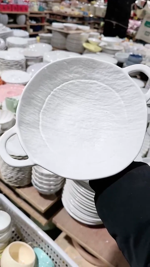 【闪购商品】瓷片岩石纹双耳底部有瑕疵 凑满20元包邮