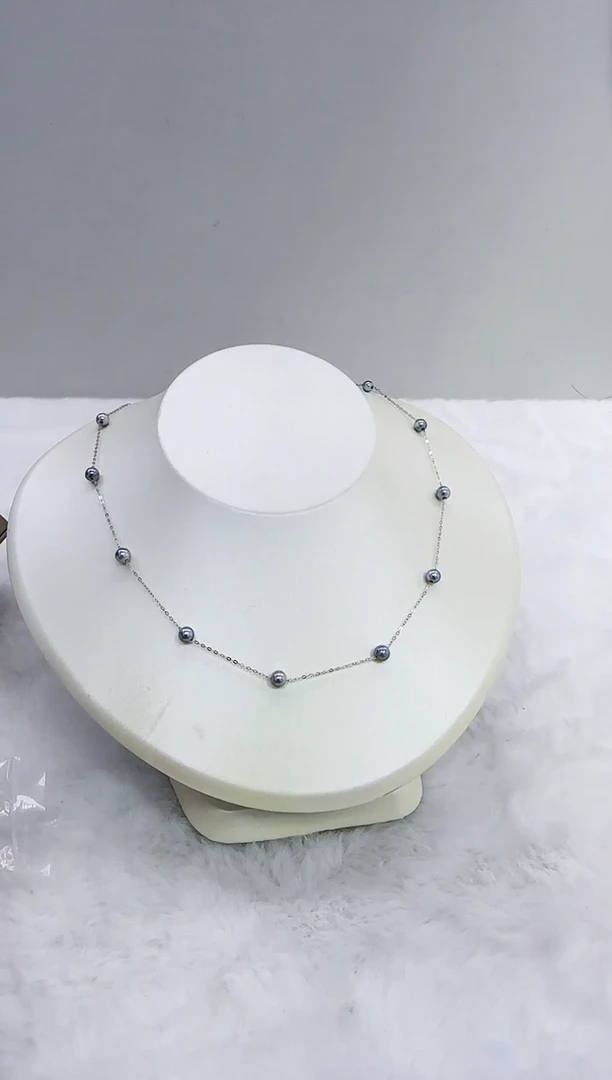 银S925镶嵌海水珍珠DA满天星项链4-5 y183