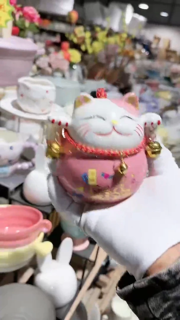 【闪购商品】瓷片冰裂招财猫微瑕 凑满20元包邮