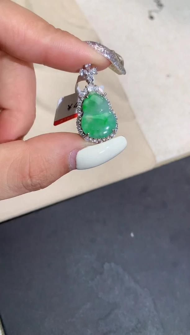 翡翠银S925镶嵌吊坠(不含链)【挽石珠宝】葫芦