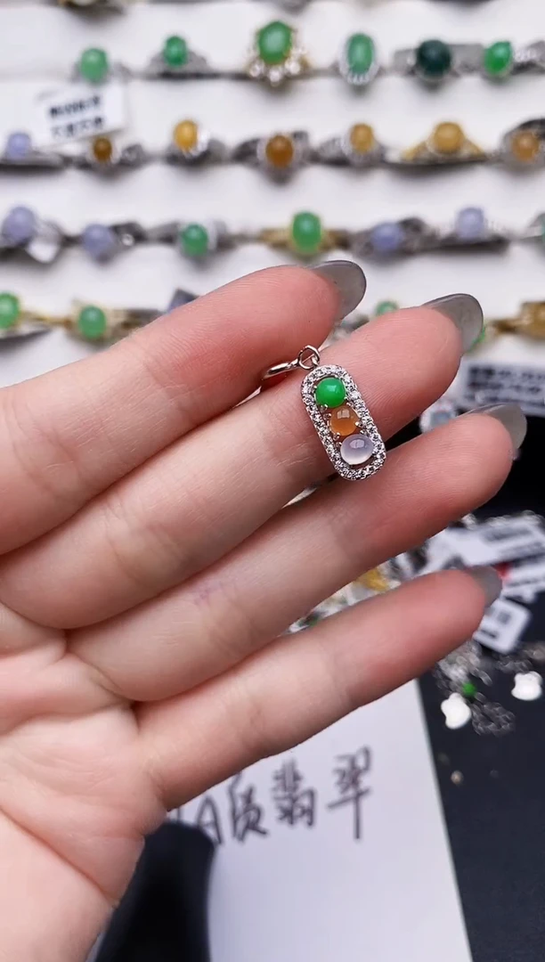 银S925镶嵌戒指翡翠0337